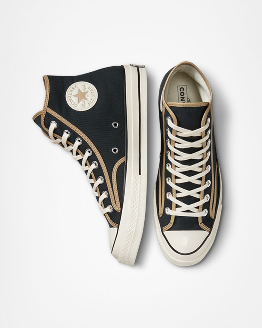 Dámské Boty Vysoké Converse Chuck 70 Heavyweight Platene Černé Hnědožlutý | CZ MQDI29